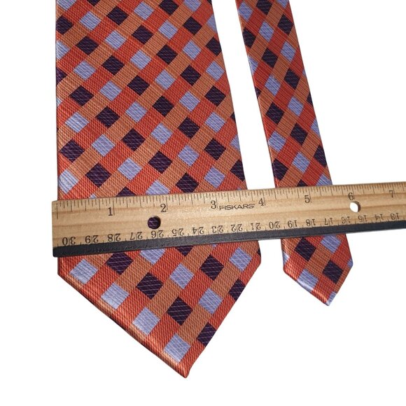 Irvine Park Silk Blend Geometric Checkered Tie For Men 59 Inch Designer Office - Picture 4 of 6